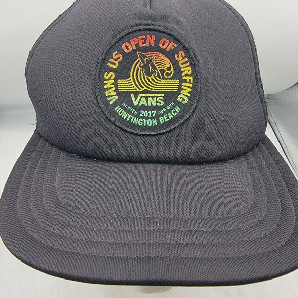 Vans 2017 US Open Of Surfing Huntington Beach Hat Black Snapback Mesh Trucker - Picture 5 of 9